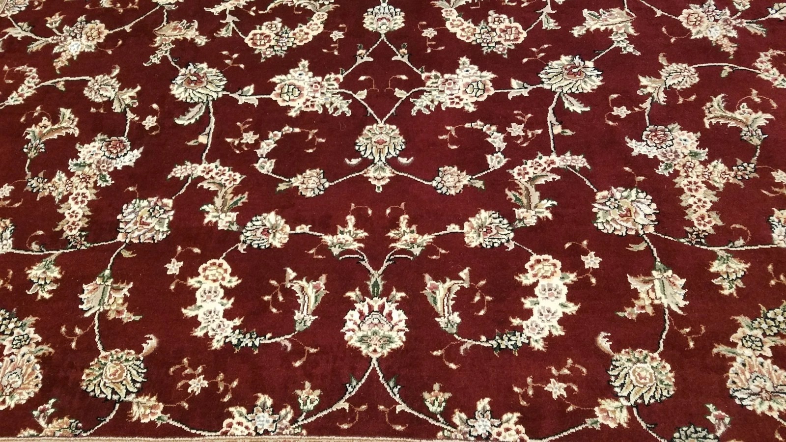 8 x 10 Fine Quality Sino Burgundy Wool & Silk Hand Knottedl Rug