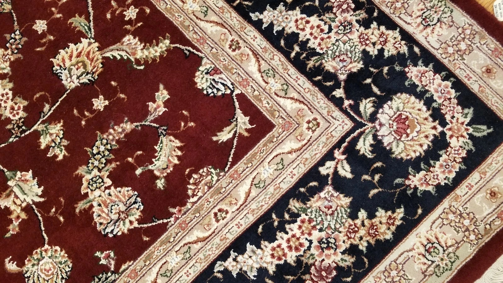 8 x 10 Fine Quality Sino Burgundy Wool & Silk Hand Knottedl Rug
