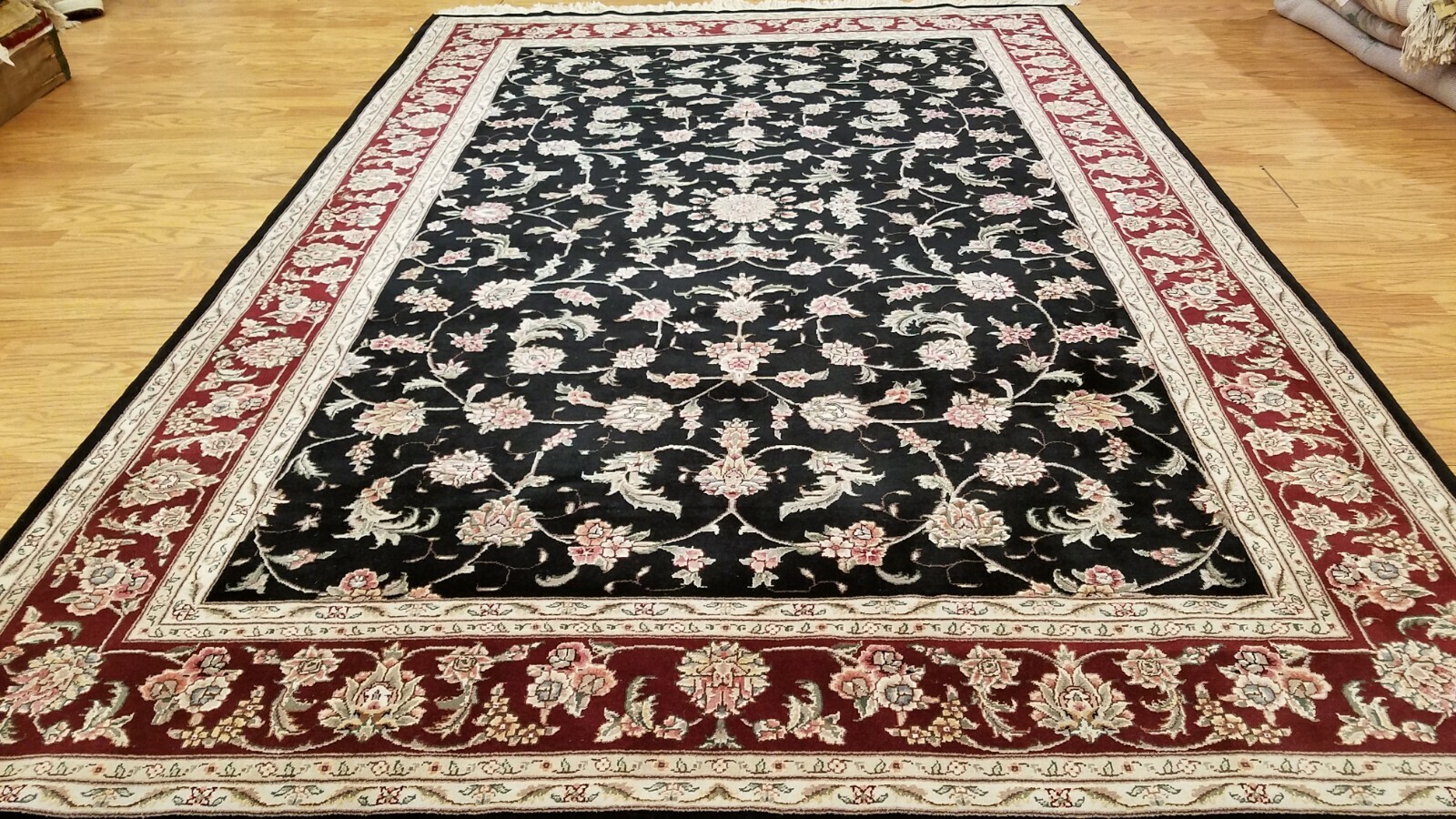 6 x 9 Very Fine Black & Red Wool & Silk Hand Knotted Oriental Area rug 421432 Montaage Inc. 6 x 9 Very Fine Black & Red Wool & Silk Hand Knotted Oriental Area rug 421432 Montaage Inc.