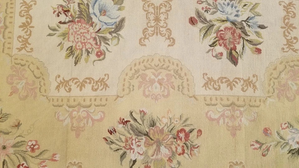 6 x 9 Hand woven English garden design Needle point 100% wool Area rug