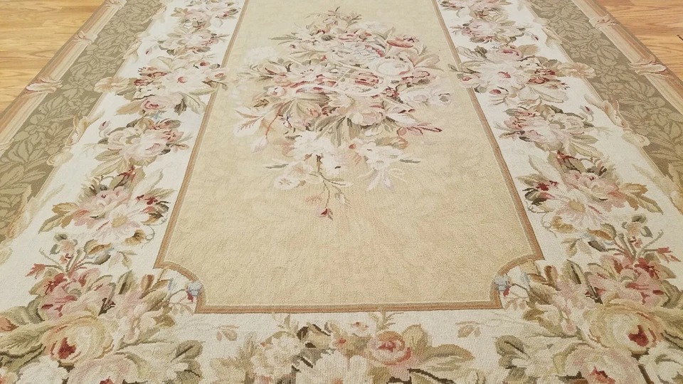 6 x 9 Hand woven French Aubusson Needle point 100% wool Area rug