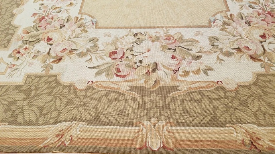 6 x 9 Hand woven French Aubusson Needle point 100% wool Area rug