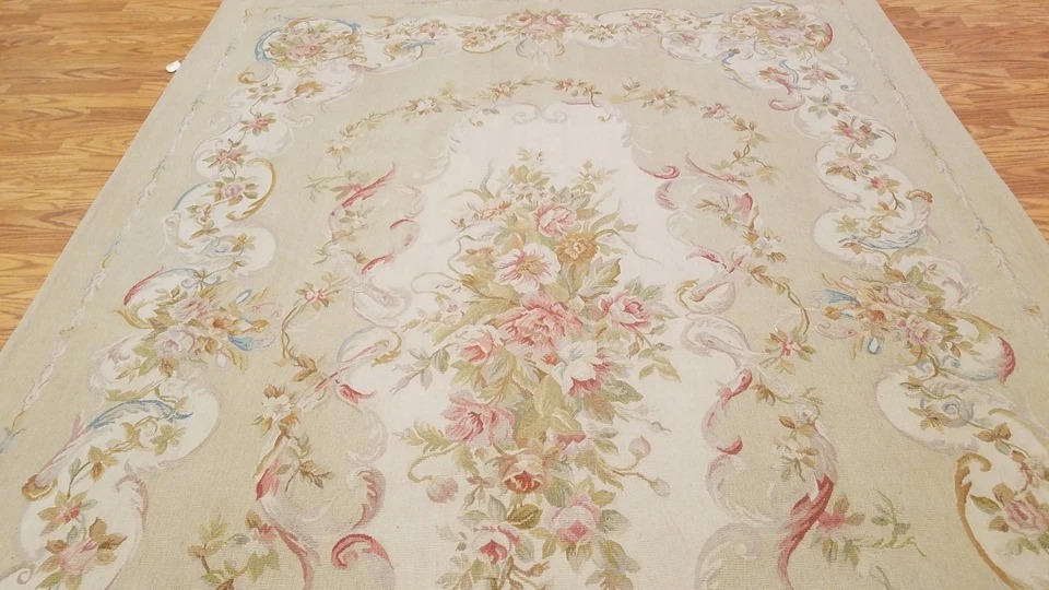 6 x 9 Hand woven French Aubusson Weave 100% wool Area rug