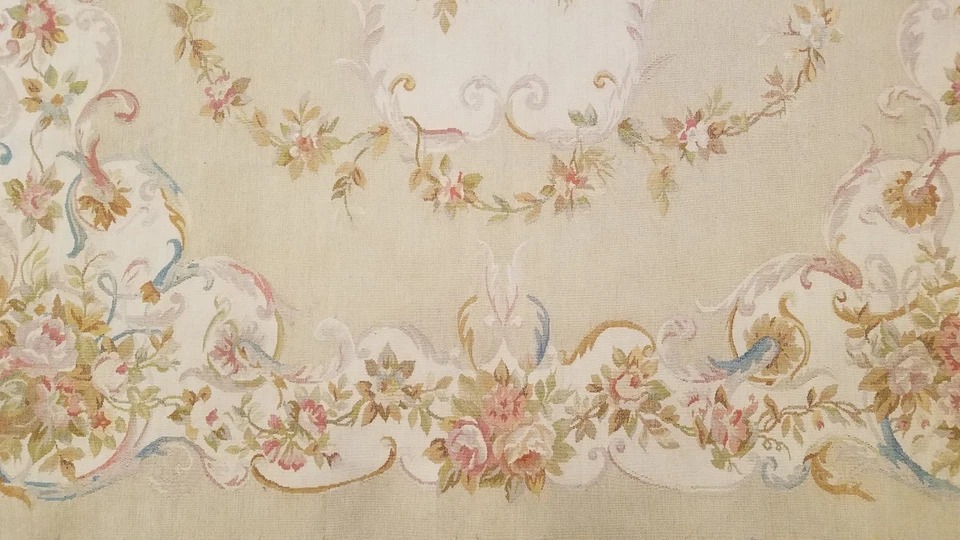 6 x 9 Hand woven French Aubusson Weave 100% wool Area rug