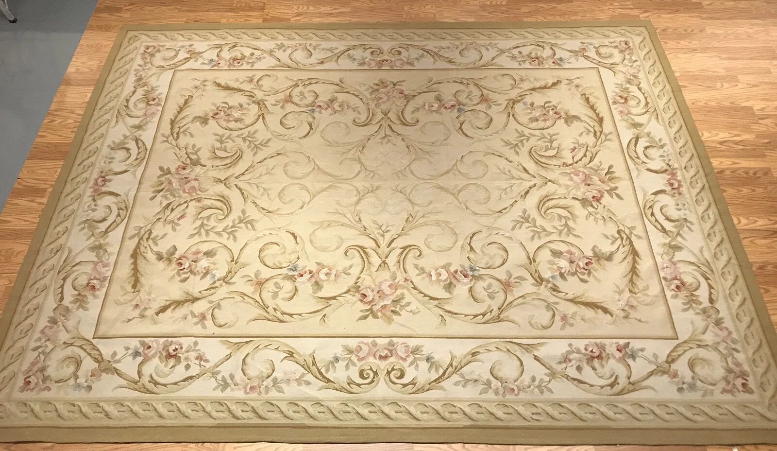 9 x 12 Hand woven French Aubusson Weave 100% wool Area rug