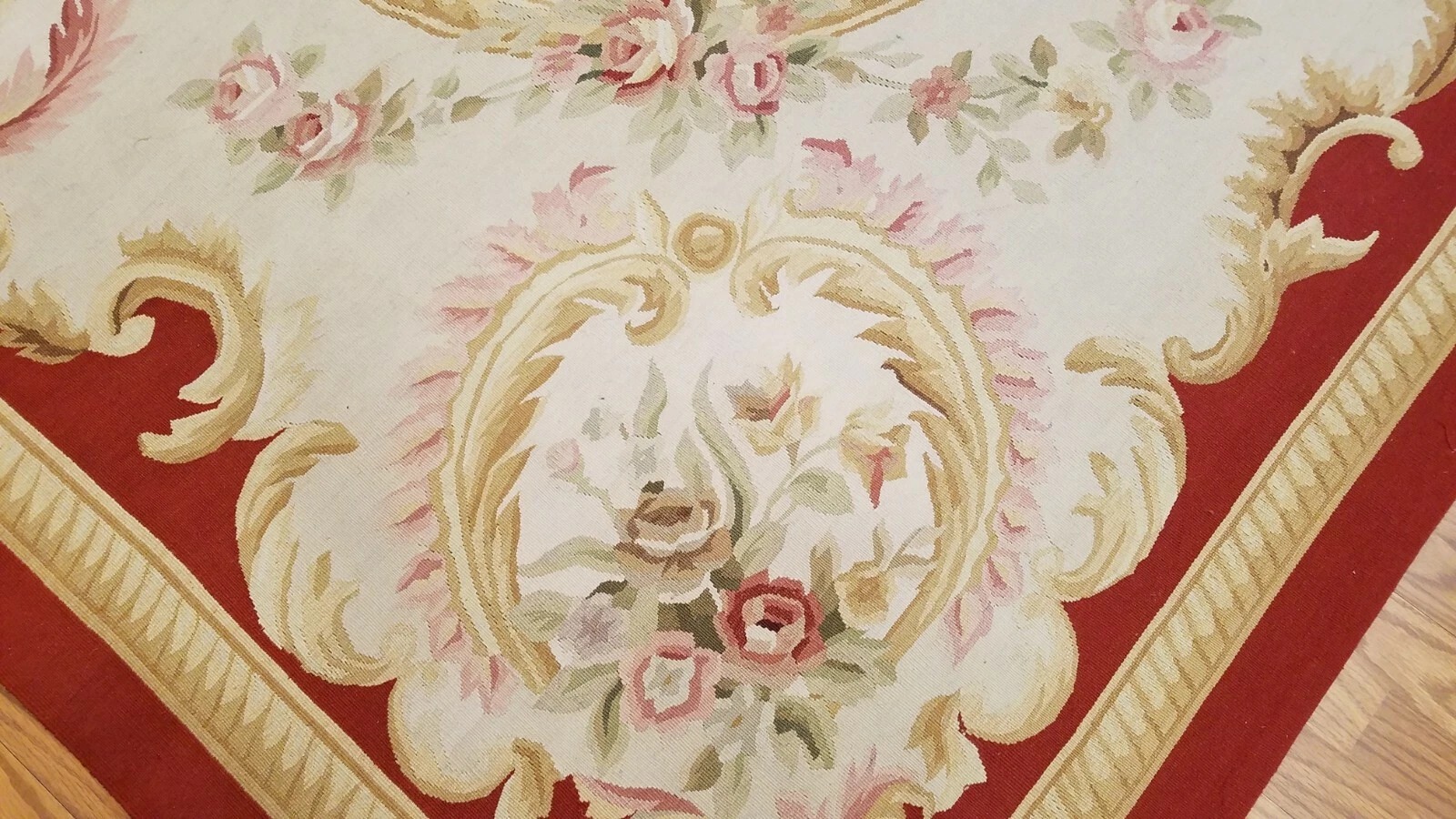 9 x 12 Hand woven French Aubusson Weave 100% wool Area rug