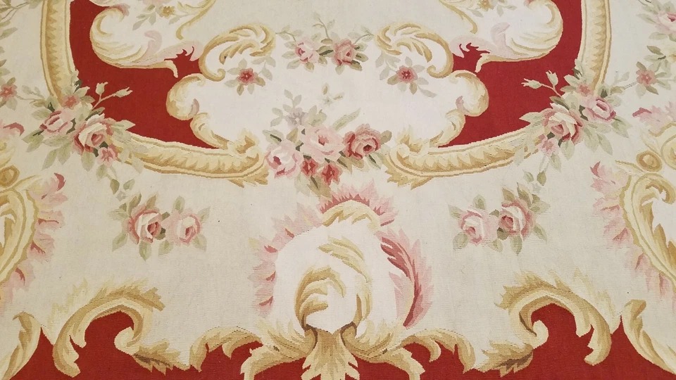 9 x 12 Hand woven French Aubusson Weave 100% wool Area rug
