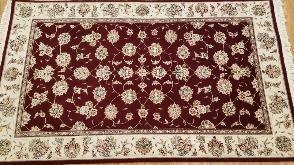 3 x 5 Red Wool & Silk Hand Knotted Area rug
