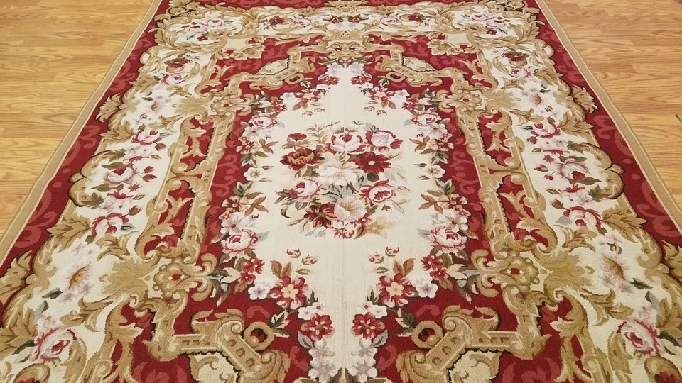 6 x 9 Hand woven French Aubusson Needle point 100% wool Area rug