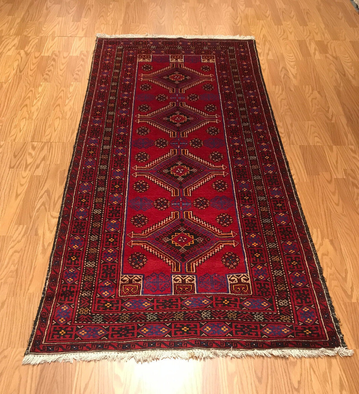 3.10 x 8 Vintage Tribal 100% Wool Hand Knotted Vegetable Dye Area Rug EB234999965804 Montaage
