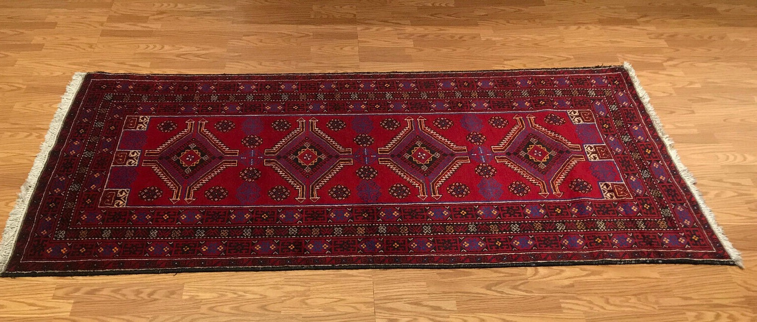 3.10 x 8 Vintage Tribal 100% Wool Hand Knotted Vegetable Dye Area Rug