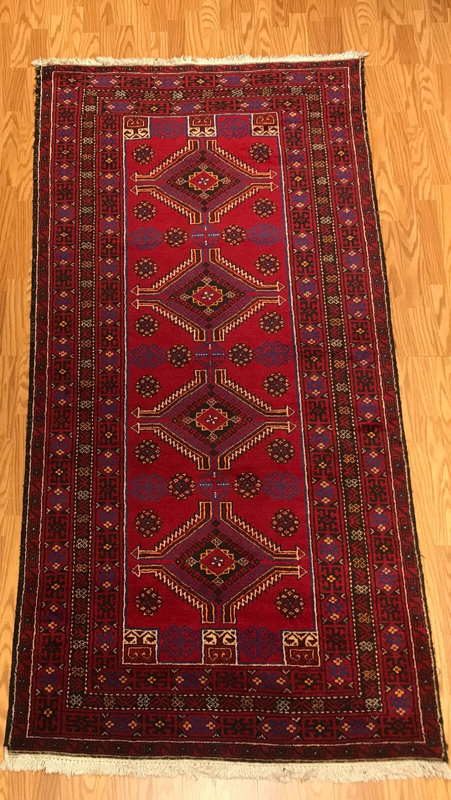 3.10 x 8 Vintage Tribal 100% Wool Hand Knotted Vegetable Dye Area Rug