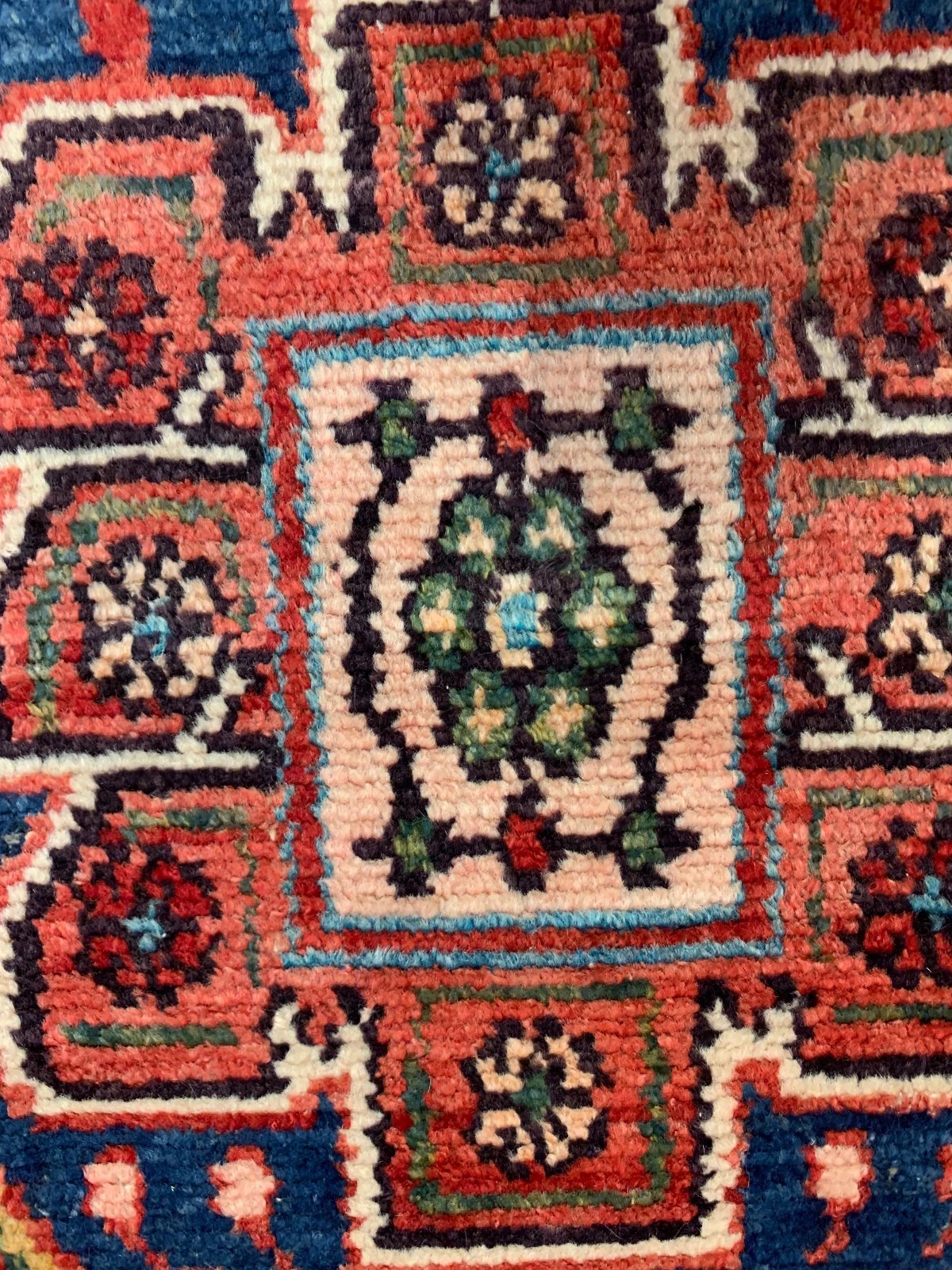 4 x 6.4 Vintage Tribal Geometric Navy 100% Wool Rug Vegetable Dye Rug
