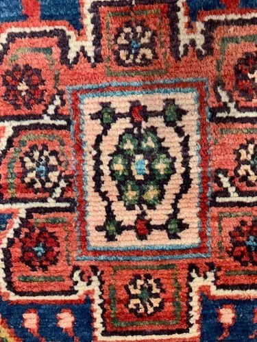 4 x 6.4 Vintage Tribal Geometric Navy 100% Wool Rug Vegetable Dye Rug