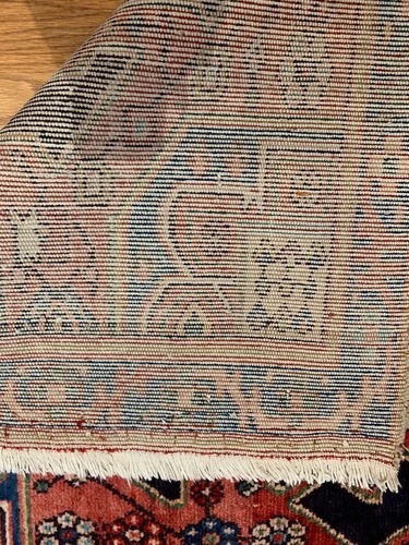 4 x 6.4 Vintage Tribal Geometric Navy 100% Wool Rug Vegetable Dye Rug