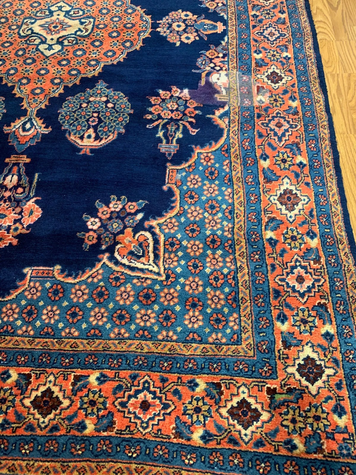 7.4 x 10.3 Vintage Hand Knotted 100% Wool Vegetable Dye Area Rug