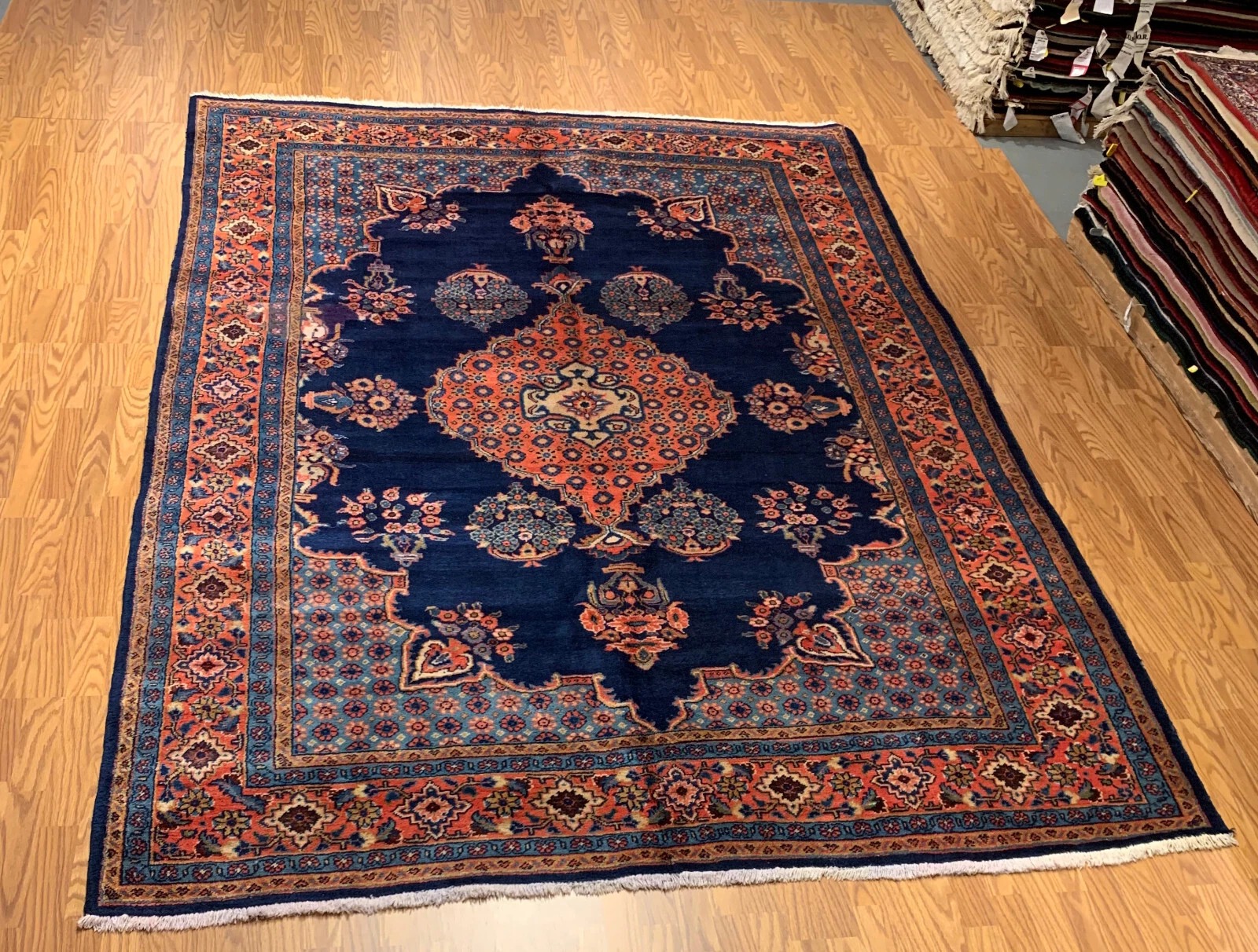7.4 x 10.3 Vintage Hand Knotted 100% Wool Vegetable Dye Area Rug