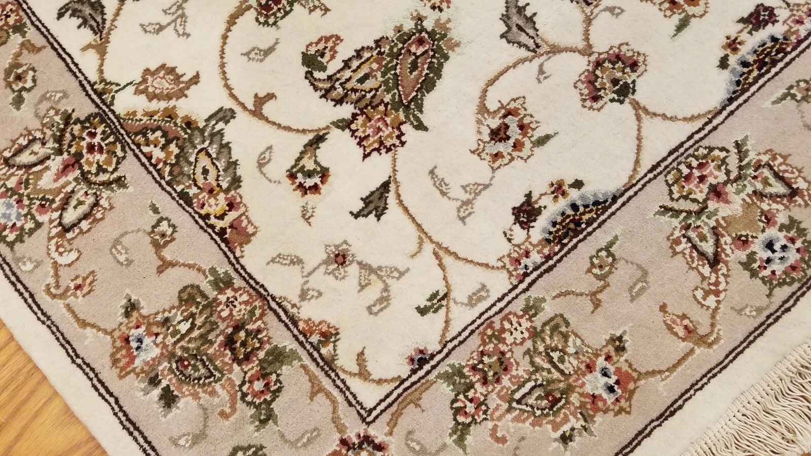 3 x 5 Ivory Wool & Silk Hand Knotted Area rug