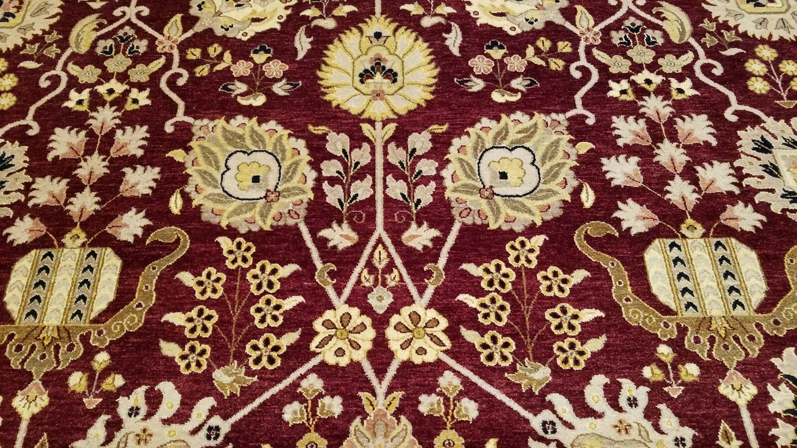 9 x 12 Maroon Navy India Jaipour All Over Hand Knotted Wool Oriental Rug