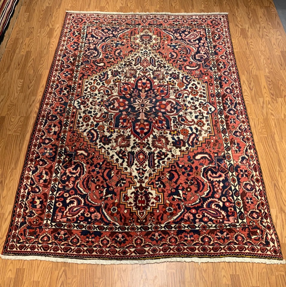 7 x 10.1 Vintage Hand Knotted 100% Wool Vegetable Dye Area Rug