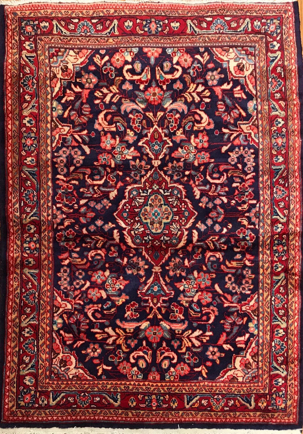 4.6 x 7 Vintage Tribal 100% Wool Hand Knotted Vegetable Dye Area Rug