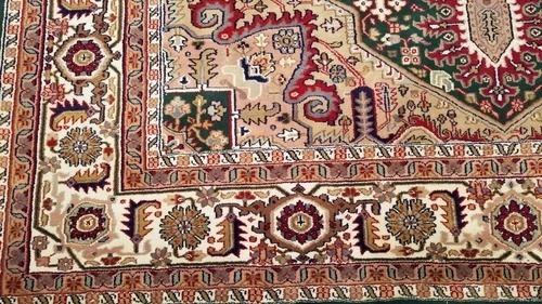 8 x 10 Green Indo Hand Knotted Wool Oriental Rug
