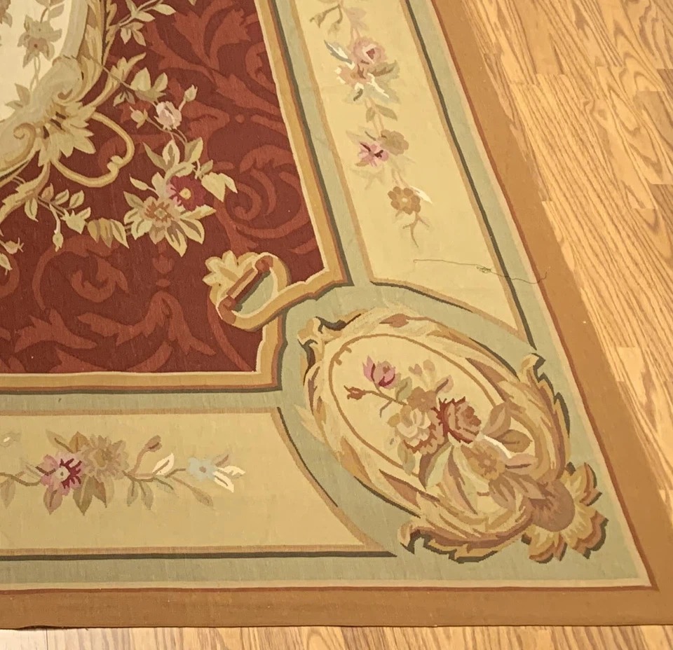 8 x 10 Aubusson Weave 100% Wool Hand Knotted Area Rug