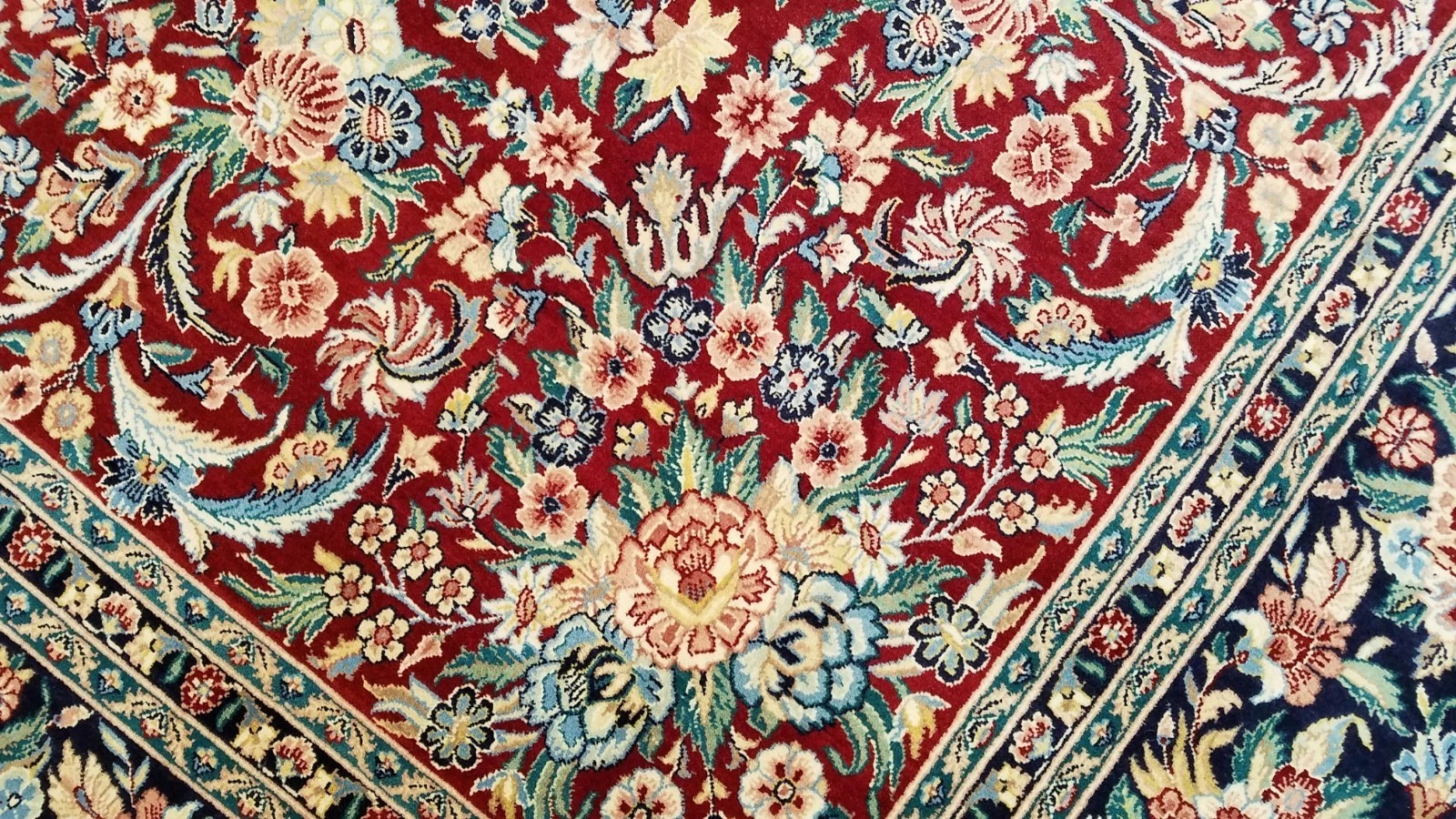 8 x 10 Fine Quality Red & Navy Sarough Wool Hand Knotted Oriental Rug