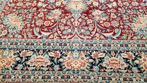 8 x 10 Fine Quality Red & Navy Sarough Wool Hand Knotted Oriental Rug