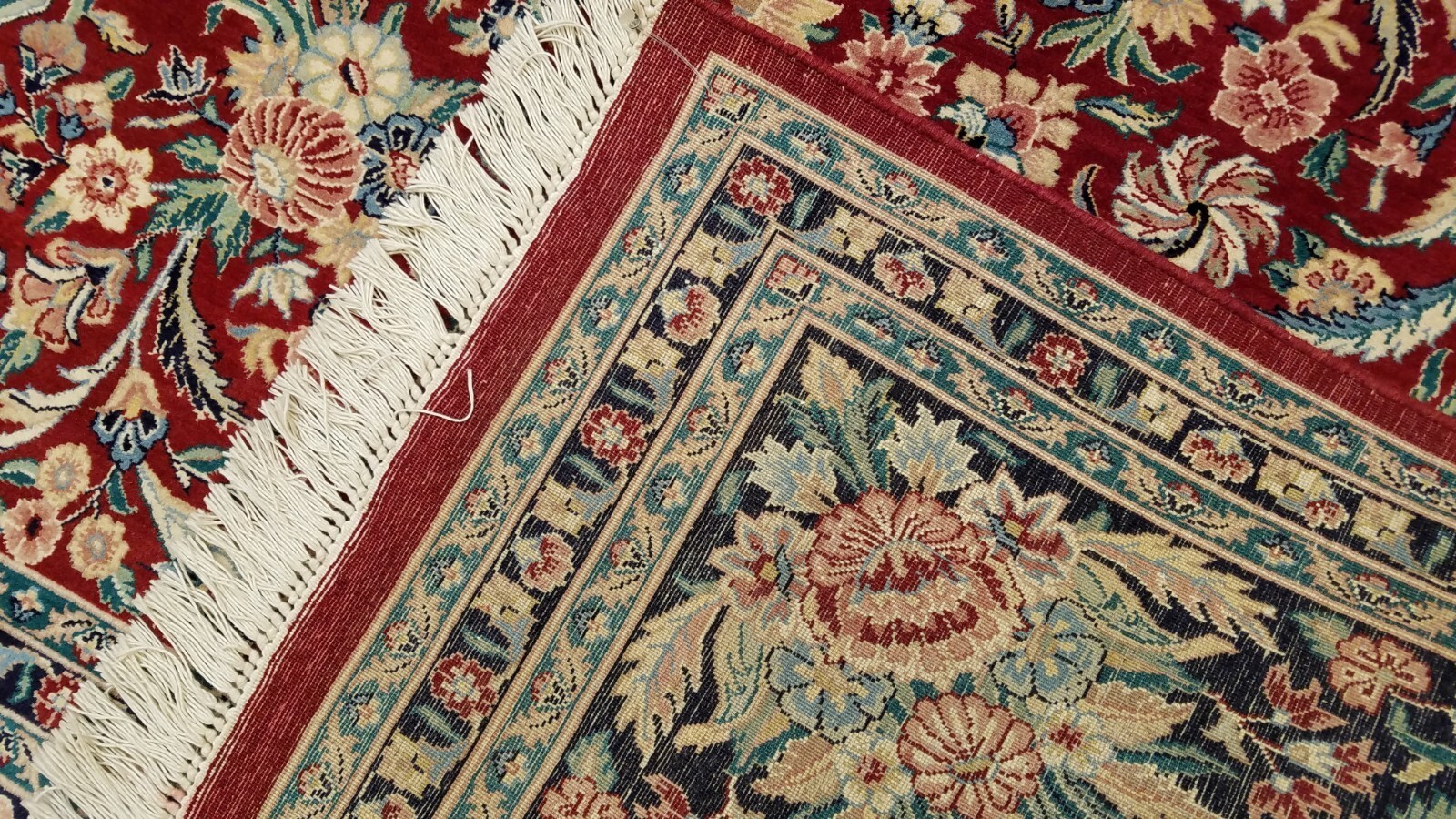 8 x 10 Fine Quality Red & Navy Sarough Wool Hand Knotted Oriental Rug