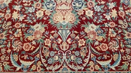 8 x 10 Fine Quality Red & Navy Sarough Wool Hand Knotted Oriental Rug