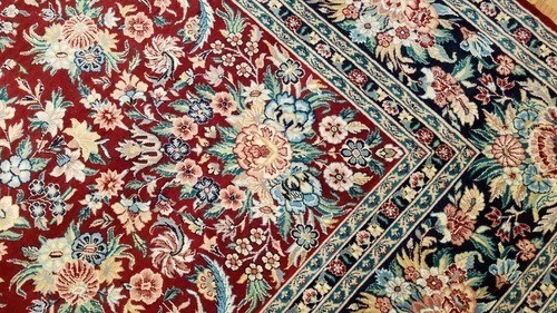 8 x 10 Fine Quality Red & Navy Sarough Wool Hand Knotted Oriental Rug