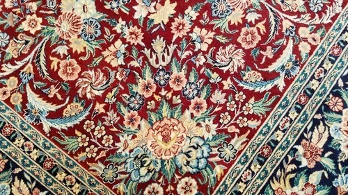 8 x 10 Fine Quality Red & Navy Sarough Wool Hand Knotted Oriental Rug