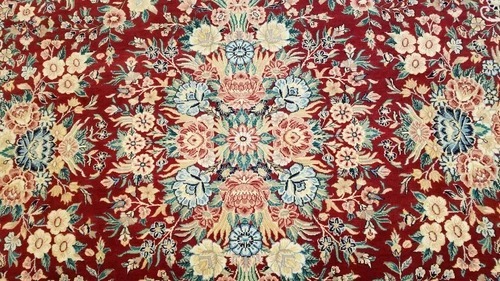 8 x 10 Fine Quality Red & Navy Sarough Wool Hand Knotted Oriental Rug