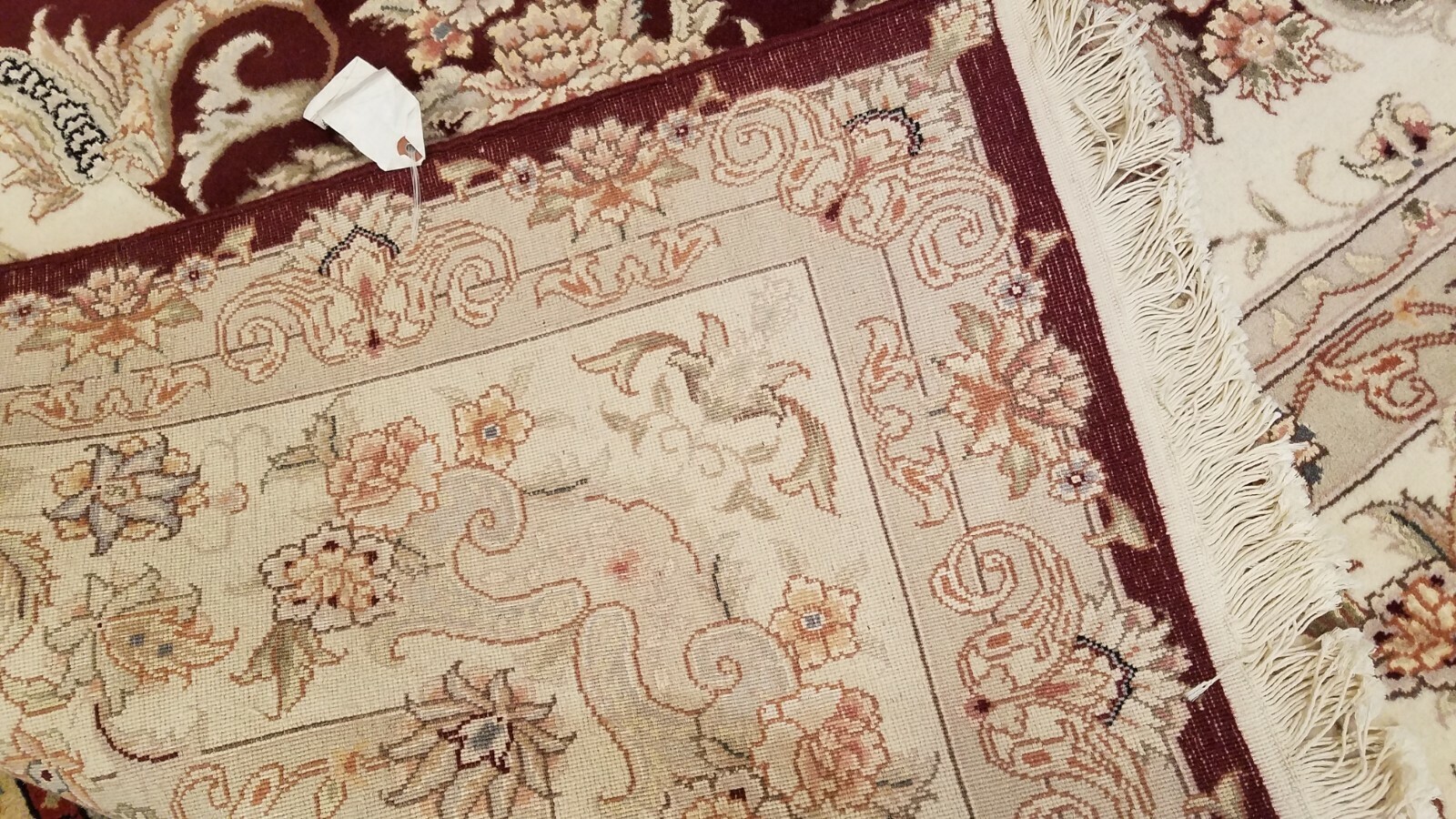 8 x 10 Burgundy Red Very Fine Wool & Silk Hand Knotted Rug