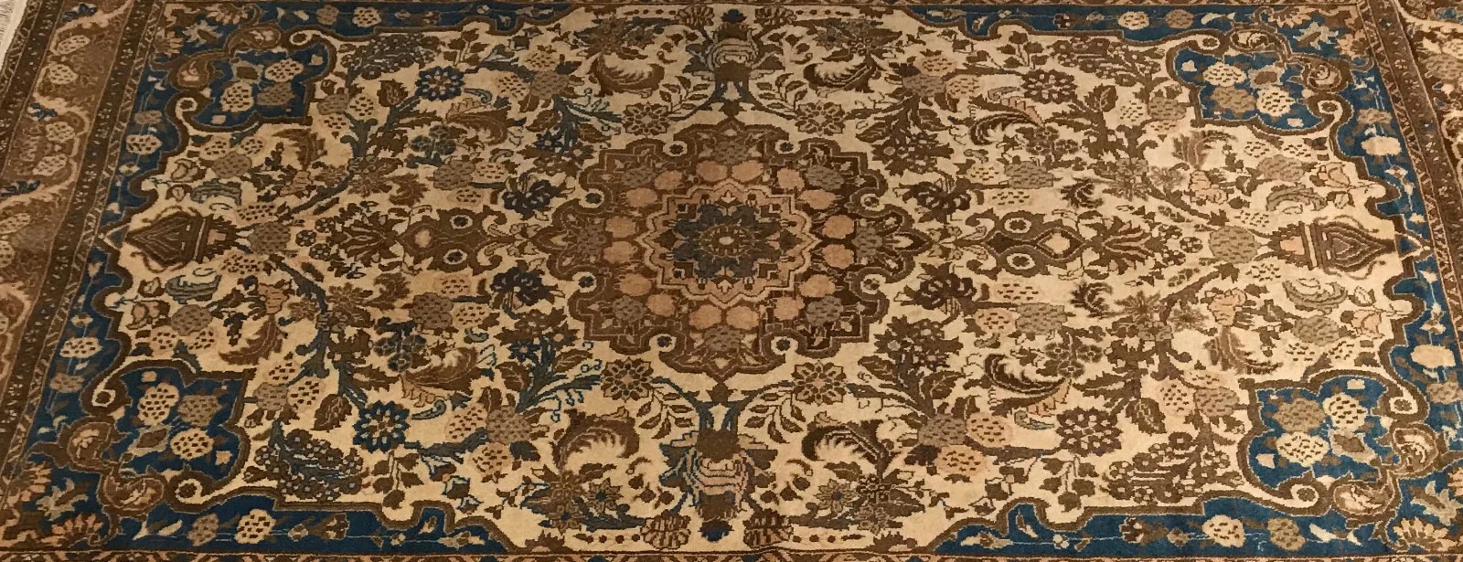 5 x 8 Vintage Tribal Floral Navy 100% Wool Vegetable Dye Rug