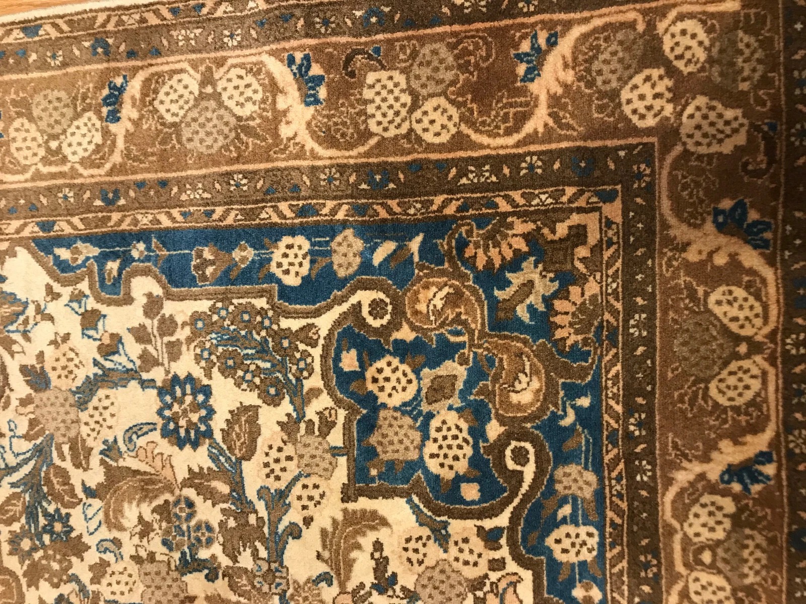 5 x 8 Vintage Tribal Floral Navy 100% Wool Vegetable Dye Rug