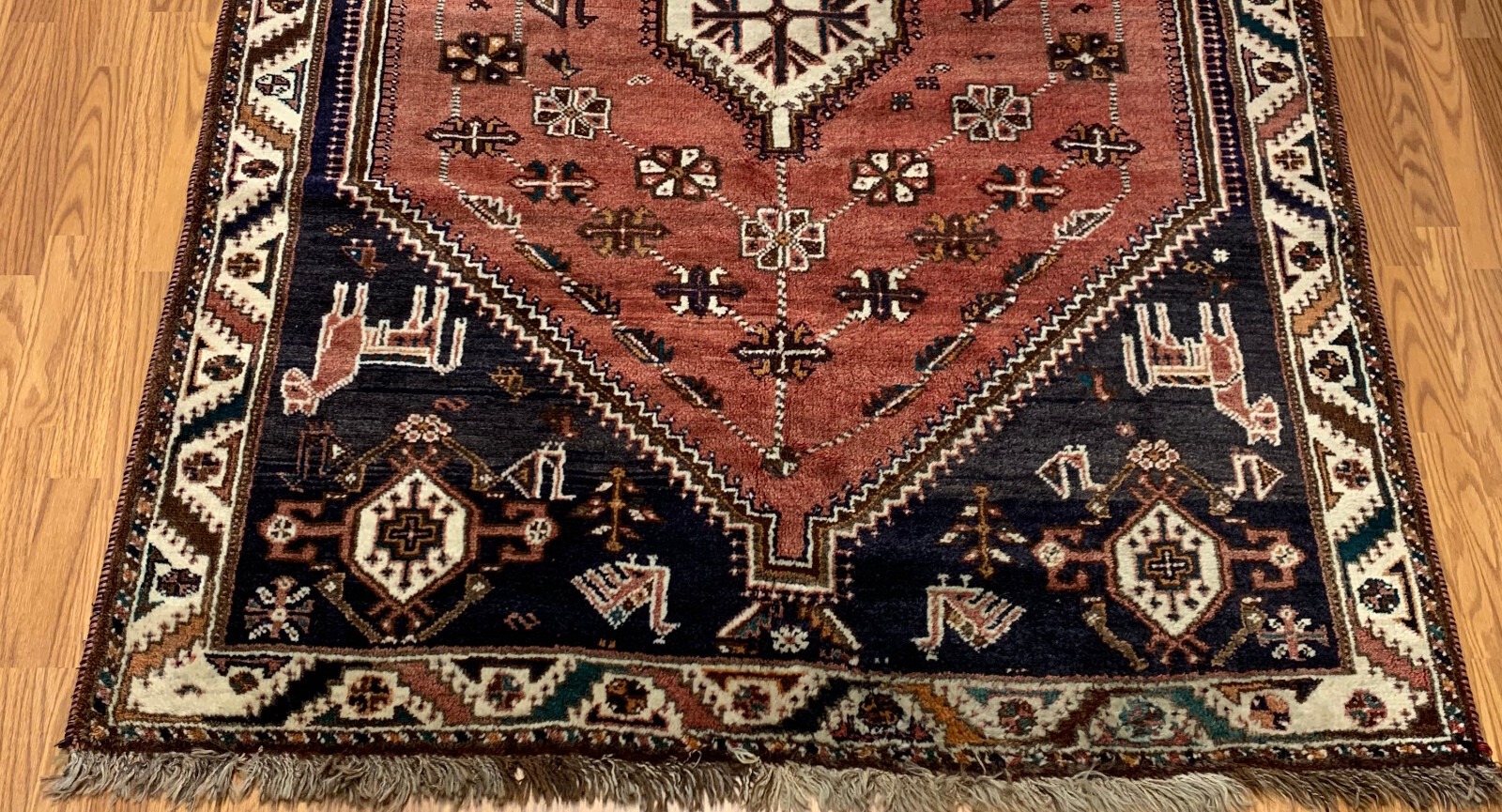 5 x 8.5 Vintage Tribal Rust Rose 100% Wool Hand Made Rug Vegetable Dye