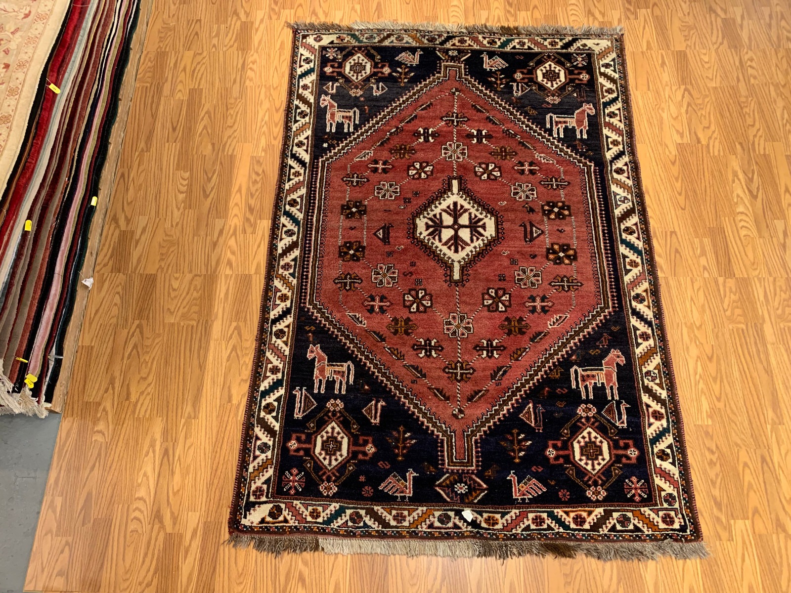 5 x 8.5 Vintage Tribal Rust Rose 100% Wool Hand Made Rug Vegetable Dye