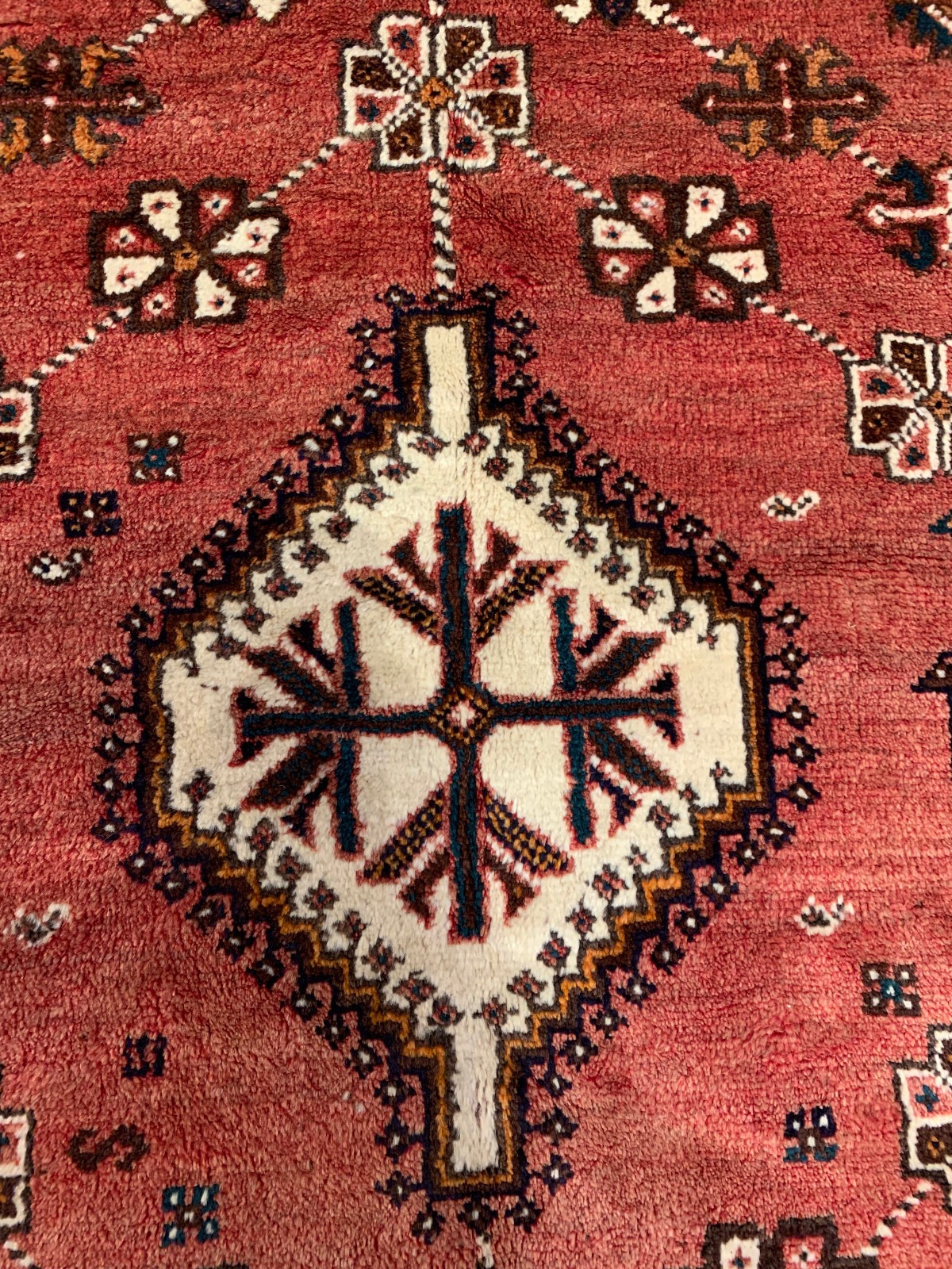 5 x 8.5 Vintage Tribal Rust Rose 100% Wool Hand Made Rug Vegetable Dye