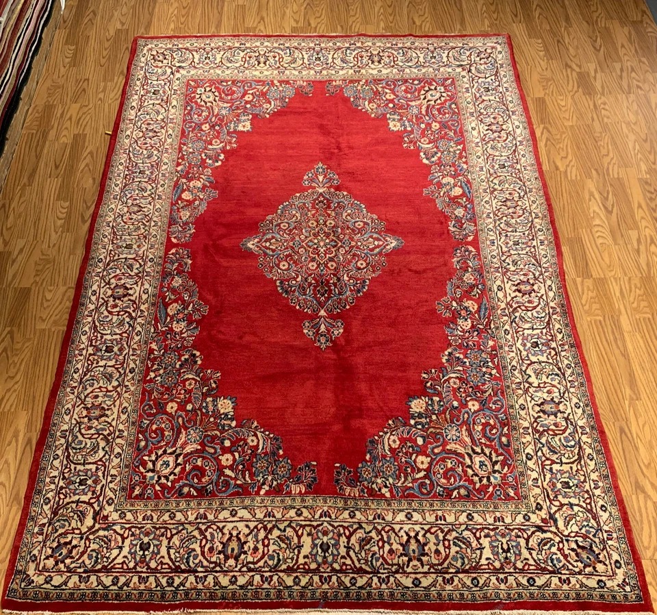 6.11 x 10.3 Vintage Hand Knotted 100% Wool Vegetable Dye Area Rug