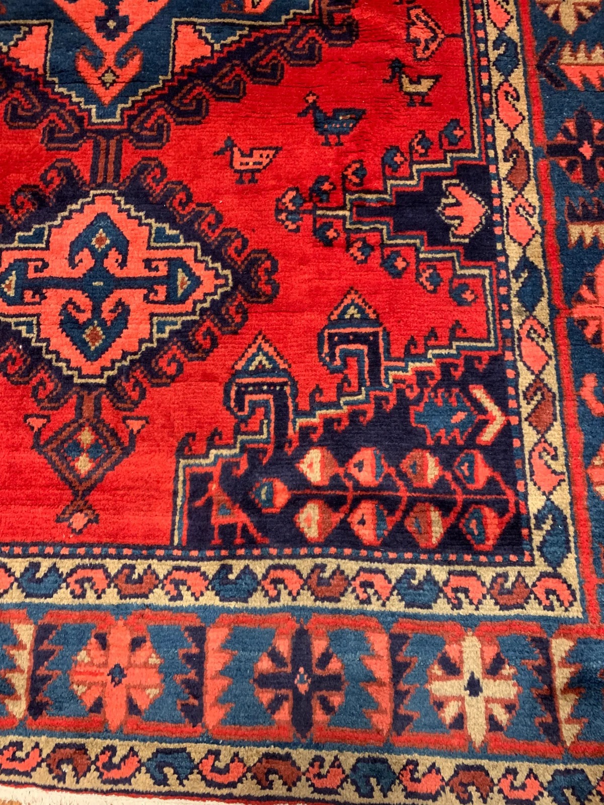 5.3x 6.10 ft Vintage Tribal Geometric Navy 100% Wool Vegetable Dye Rug