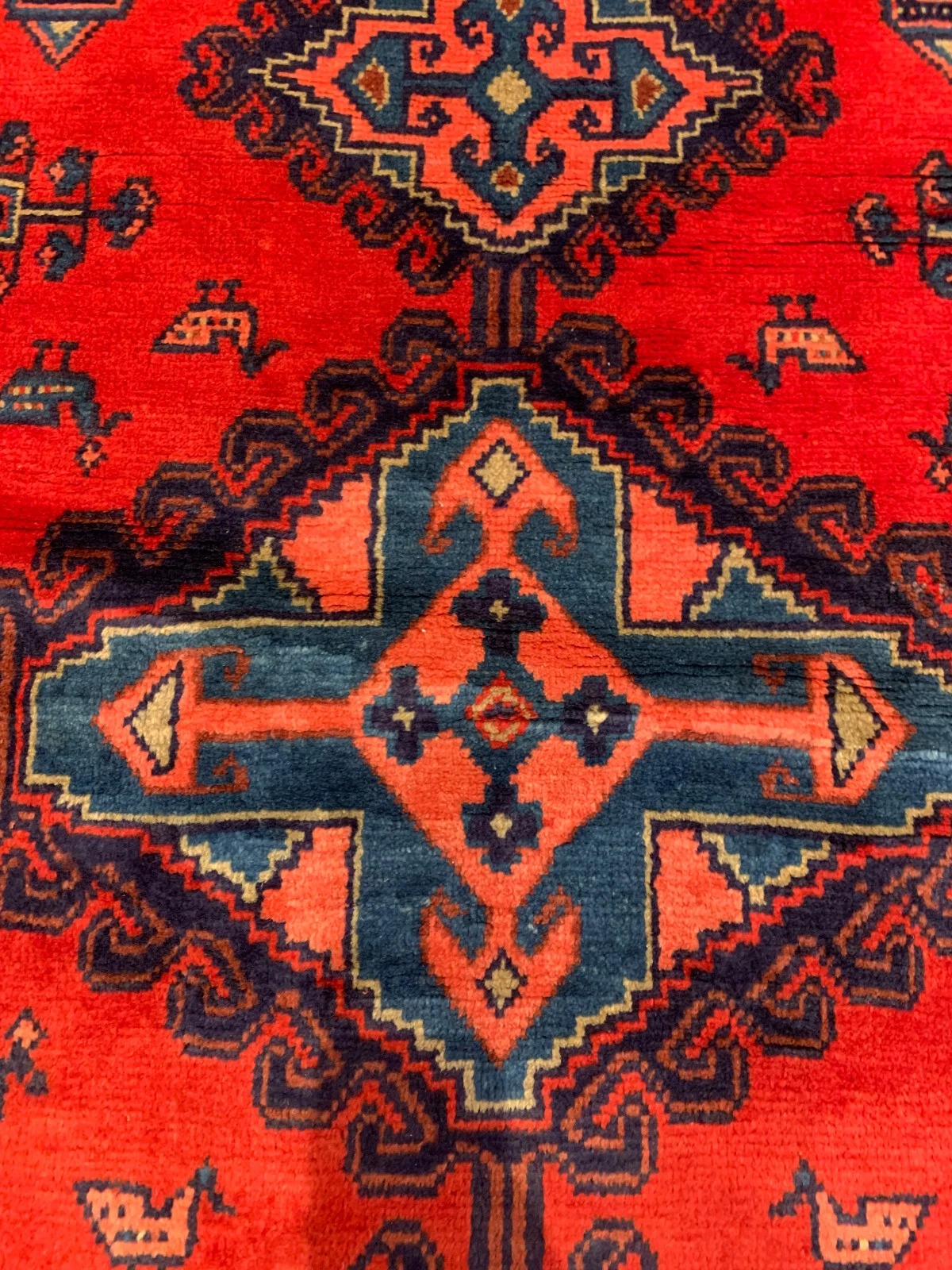 5.3x 6.10 ft Vintage Tribal Geometric Navy 100% Wool Vegetable Dye Rug
