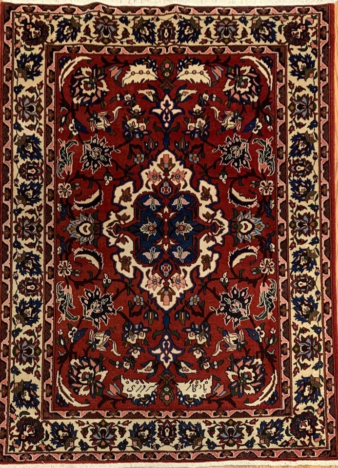 5.1 x 7.2 ft Vintage Tribal Geometric Navy 100% Wool Vegetable Dye Rug