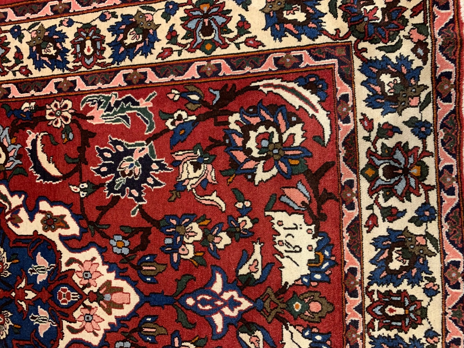 5.1 x 7.2 ft Vintage Tribal Geometric Navy 100% Wool Vegetable Dye Rug
