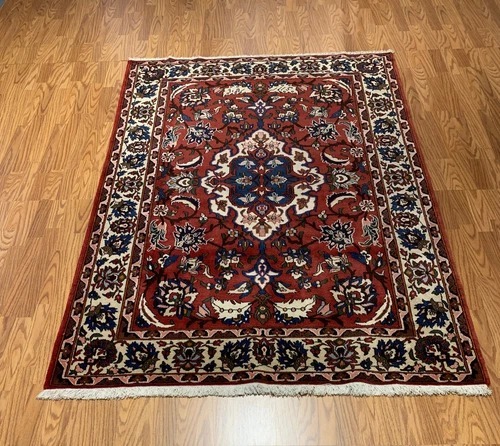 5.1 x 7.2 ft Vintage Tribal Geometric Navy 100% Wool Vegetable Dye Rug