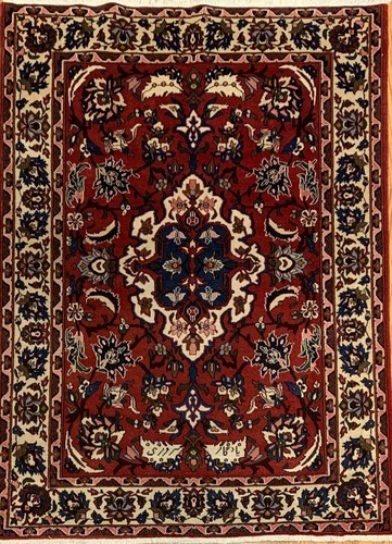 5.1 x 7.2 ft Vintage Tribal Geometric Navy 100% Wool Vegetable Dye Rug