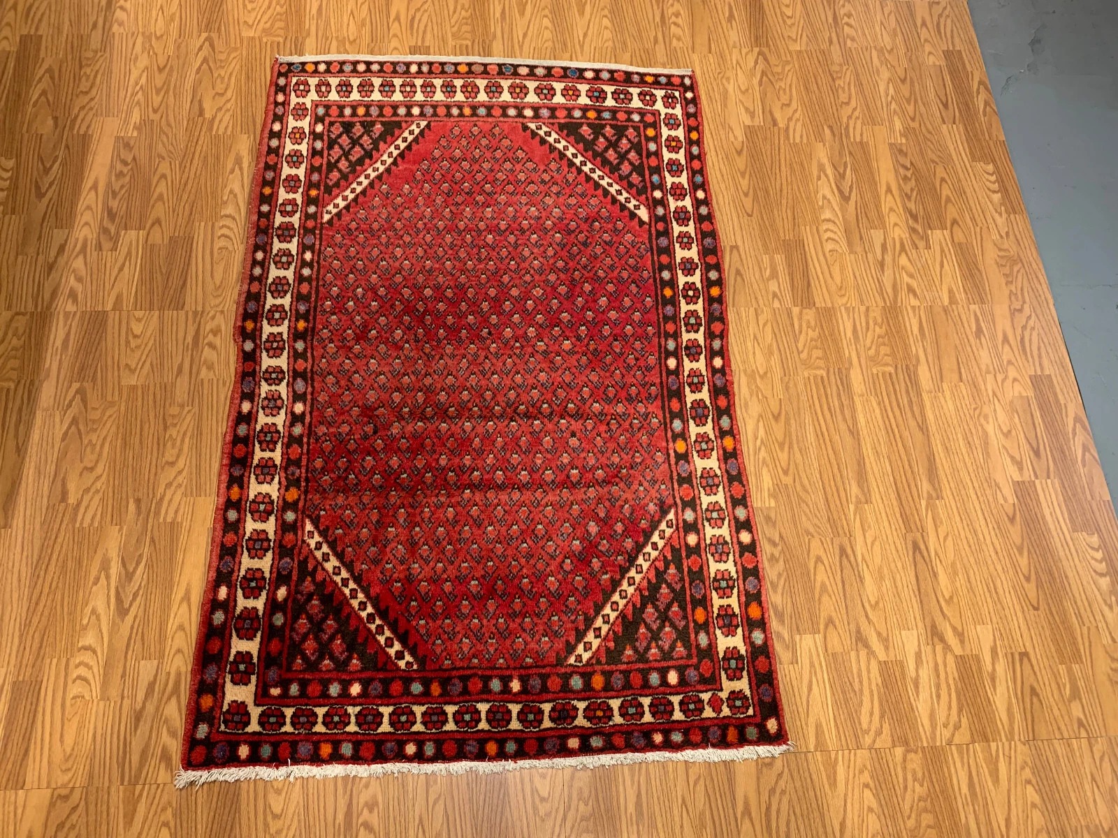 4.6 X 6.11 Vintage Tribal Red Hand Knotted 100% Wool Vegetable Dye Rug EB234981106400 Montaage