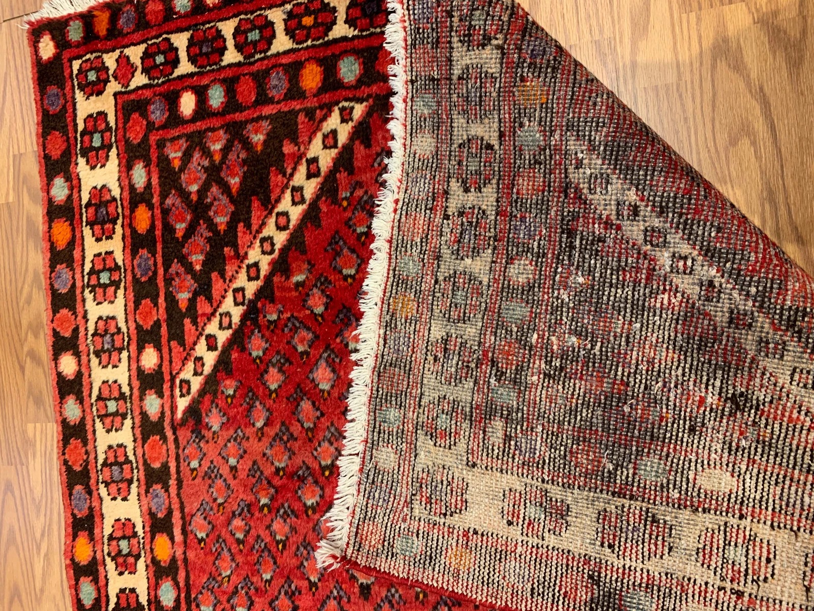 4.6 X 6.11 Vintage Tribal Red Hand Knotted 100% Wool Vegetable Dye Rug