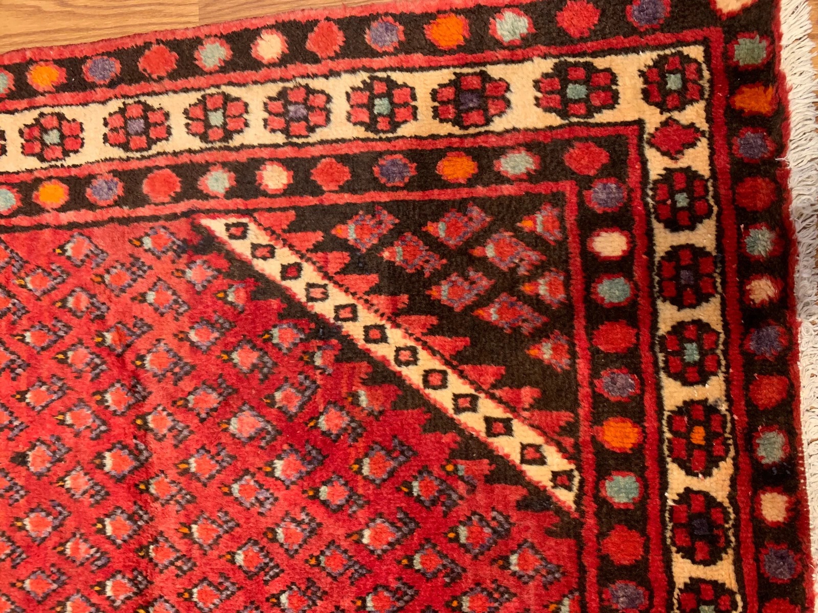 4.6 X 6.11 Vintage Tribal Red Hand Knotted 100% Wool Vegetable Dye Rug